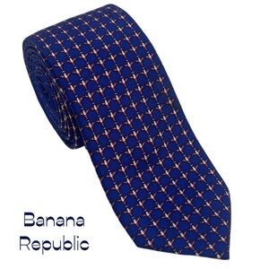 Banana Republic Blue Red Airplane Print Silk Skinny Necktie